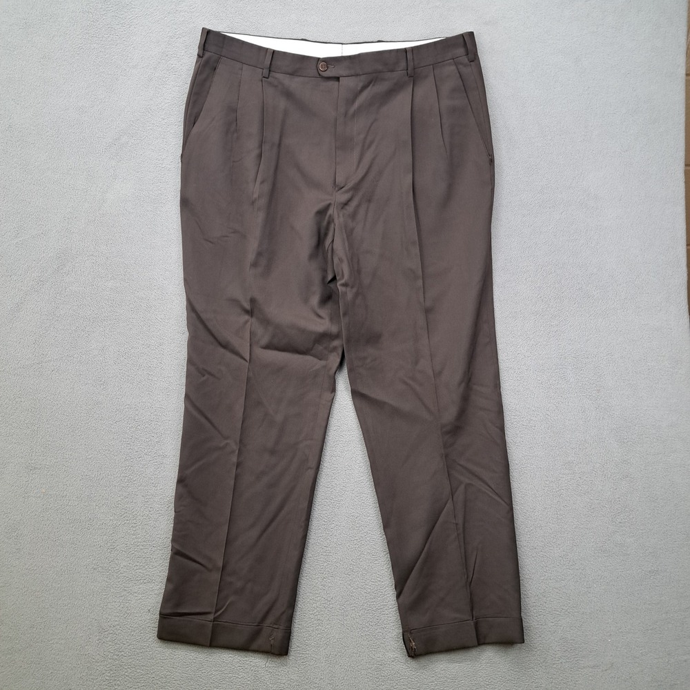 Zanella Bennett Mens Pleated Wool Dress Pants Trousers Brown Size 38
